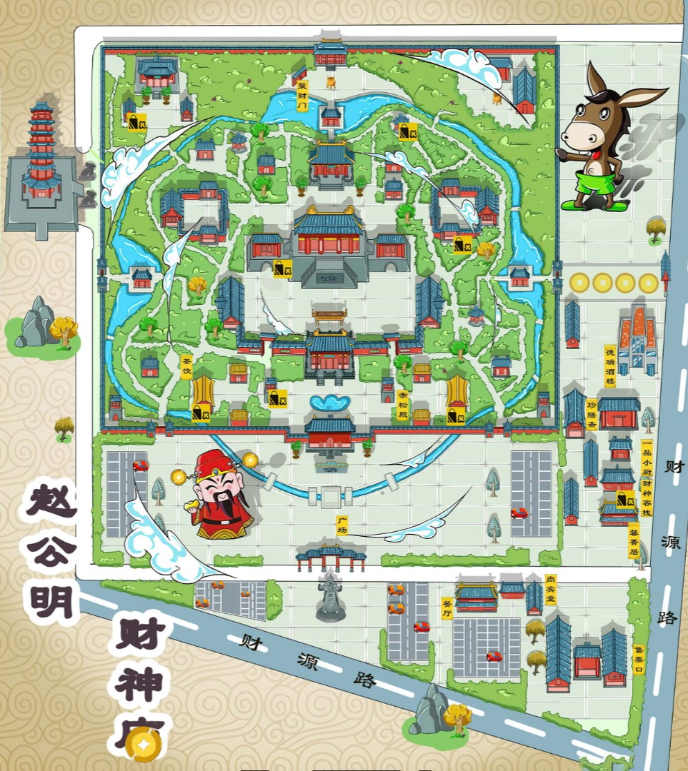 安福寺庙类手绘地图